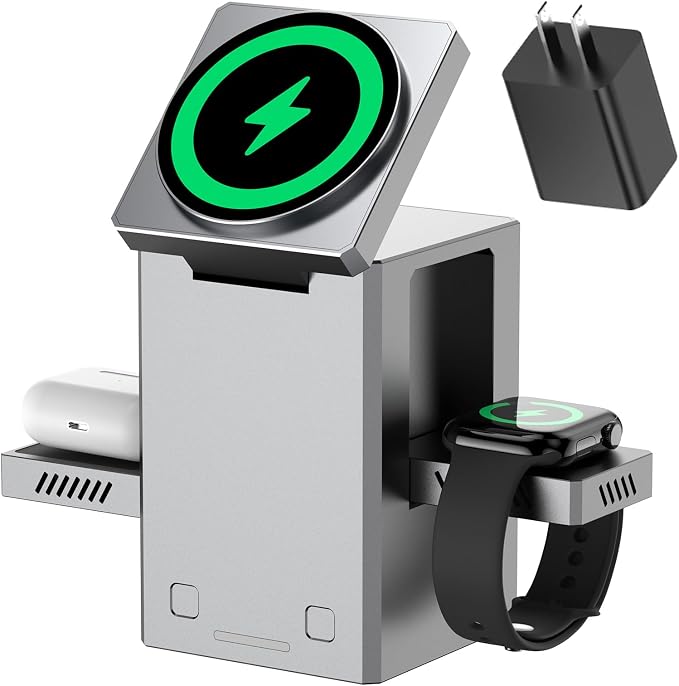 25W 3 in 1 Charging Station for Apple Devices, Auto Open/Close Mag-Safe by RRSPORTS