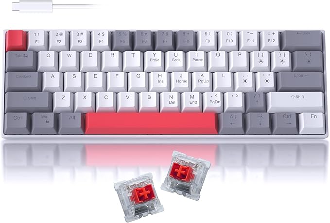 60% Mechanical Gaming Keyboard, Mixed Color Keycaps Gaming Keyboard by Camiysn