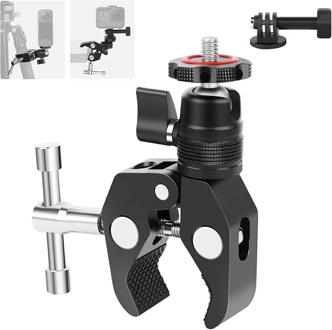 Super Clamp Camera Mount with 360° Mini Ball Head, Aluminum Desk Tube Crab Clamp by Mechrig