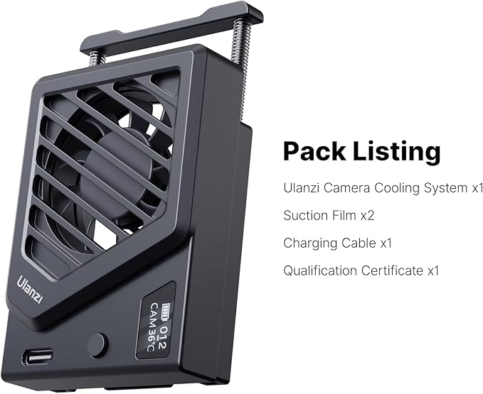 ULANZI Camera Cooling Fan Black New, Spring Telescopic Mounting Adjustable Mini - Image 5