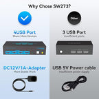 4K@144Hz Displayport KVM Switch 2 Monitors 2 Computers USB3.0 KVM Switch Dual - Image 5