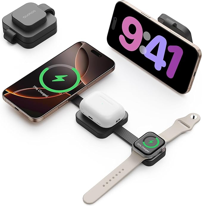 2025 for iPhone 16 Pro Max 3 in 1 Foldable Wireless Charging Station for by Ouotoo