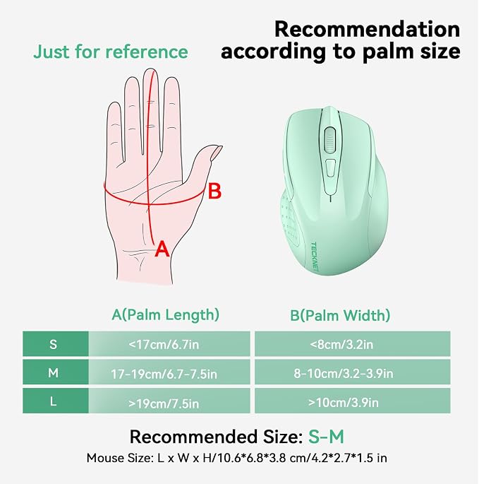 TECKNET Wireless Mouse Silent 4800 DPI Computer USB A & Bluetooth Mouse 6 - Image 3