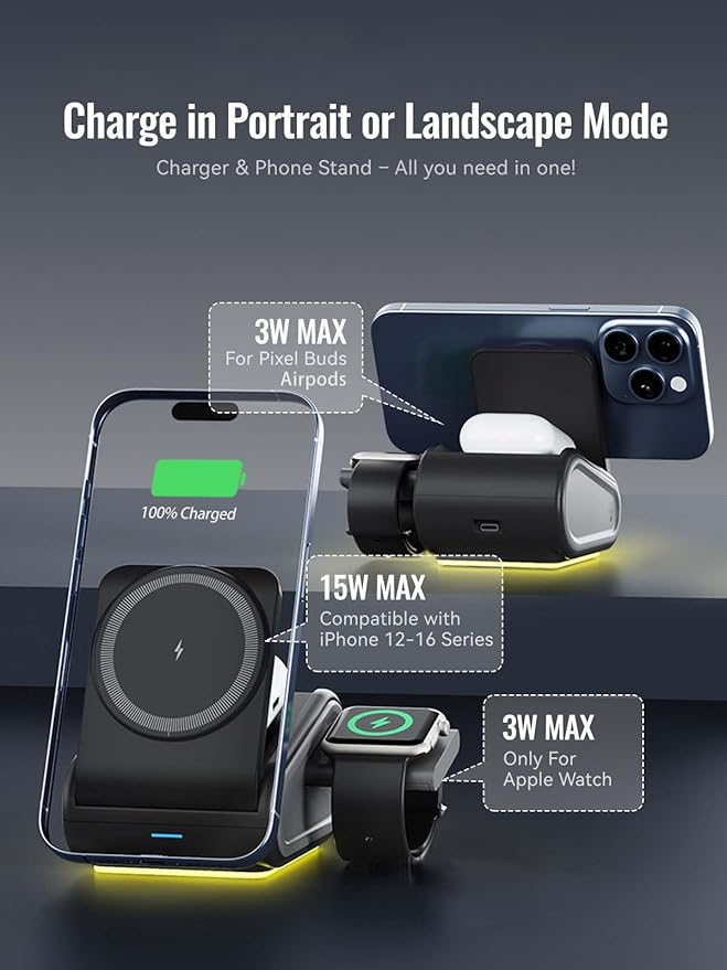 4 in 1 Wireless Charger for iPhone, Mag-Safe Charger for iPhone 16/15/14 Series - Image 5