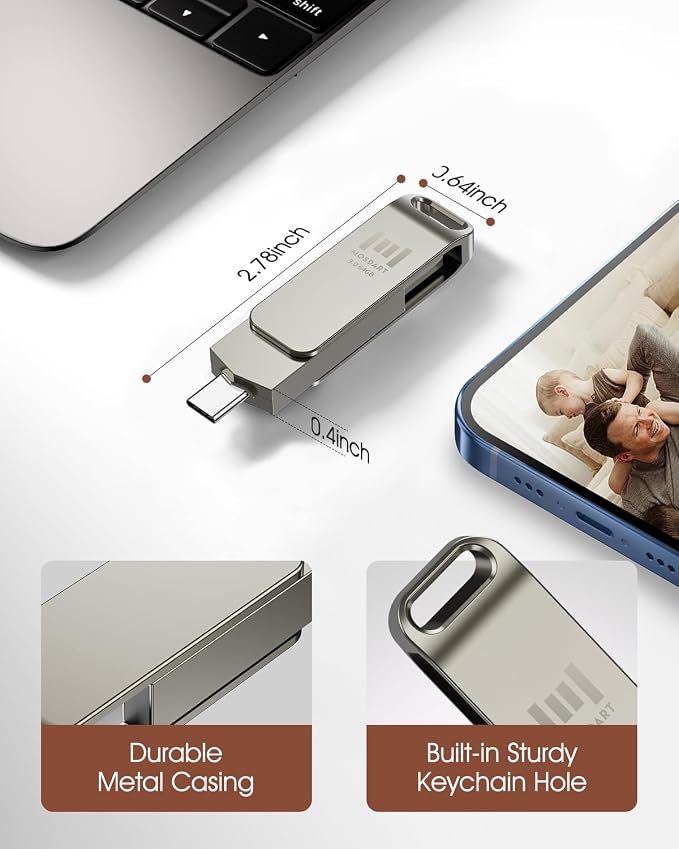 MOSDART 64GB USB3.1 Fast Speed C and A Dual Flash Drive, exFAT Memory Stick - Image 2