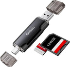 SD Card Reader USB 3.0 Dual USB A & USB C to Micro SD/SD Memory Card Adapter by Orlian