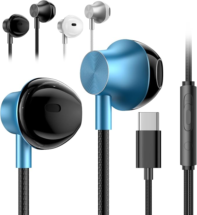 USB C Headphone with Microphone 3 Pack, Type C Wired Earbuds with Noise by LWZCAM