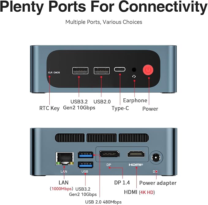 TRIGKEY S6 Mini PC 6800U, Ryzen7 32GB LPDDR5 1TB M.2 NVMe SSD, Mini Desktop - Image 9