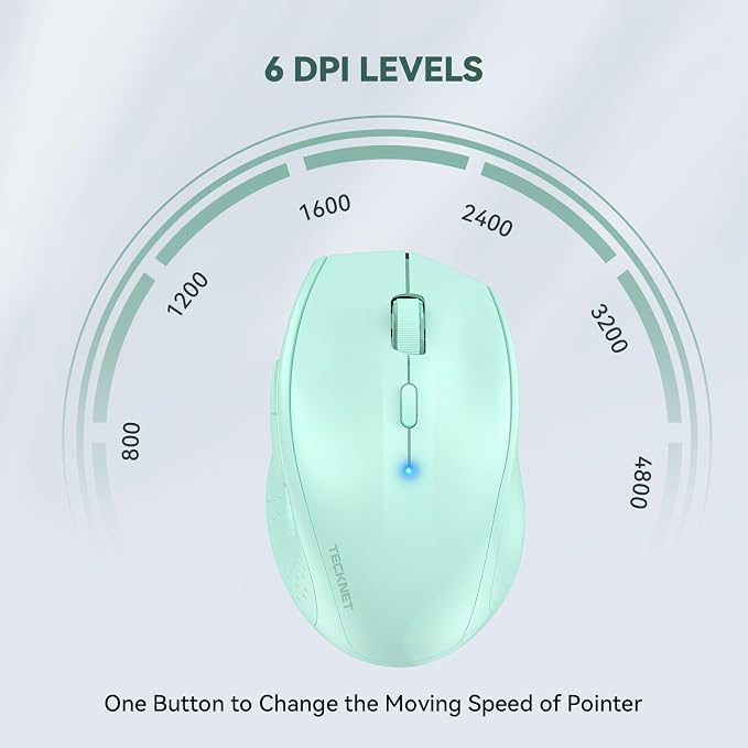 TECKNET Bluetooth Mouse, 4800 DPI Wireless Mouse, 2-Year Battery 6 Adjustable - Image 2