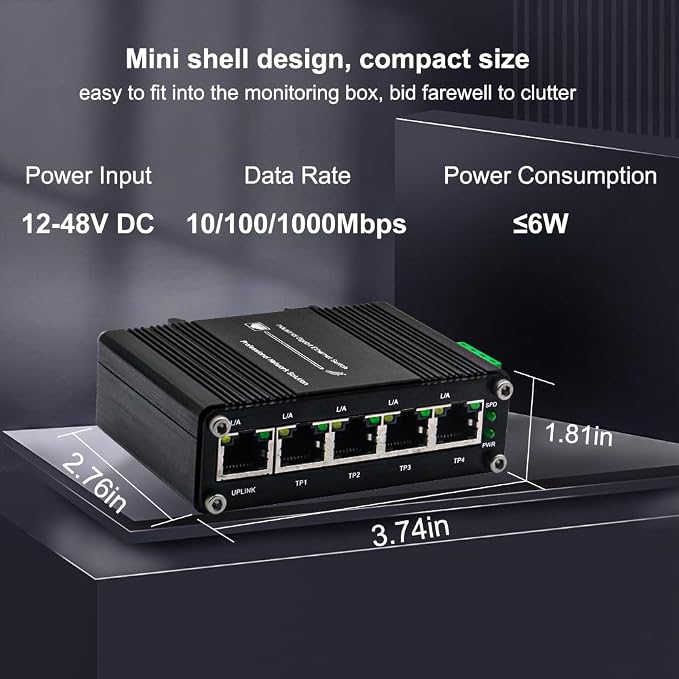 Mini 5-Port Gigabit Ethernet Switch -Industrial Grade Unmanaged Network Switch - Image 2