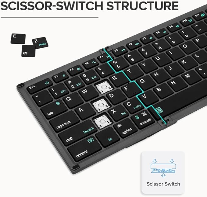 DeLUX Full Size Folding Keyboard 78 Keys, Wireless Bluetooth Keyboard - Image 5