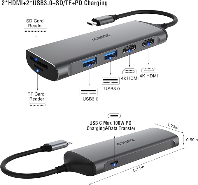 USB C Docking Station Dual Monitor, 7-in-1 Laptop Dock - Image 2
