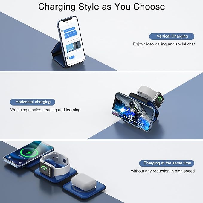 Wireless Charger 3 in 1, RTOPS Magnetic Travel Wireless Charging Station - Image 2