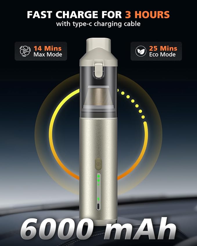 Car Vacuum Portable with 16000Pa Powerful Suction, Handheld Vacuum Cordless - Image 6