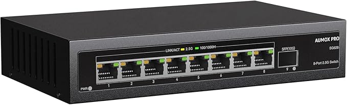 9 Port 2.5Gb Unmanaged Ethernet Switch by AUMOXPRO