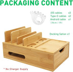 Bamboo Charging Station for Multiple Devices, Desktop Wood Charger Organizer - Image 4