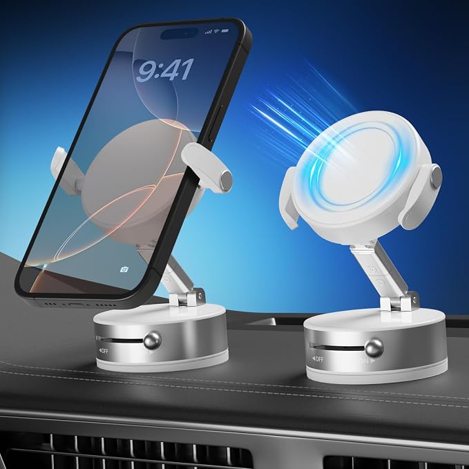 Upgraded 360° Adjustable Vacuum Magnetic Phone Holder, Vacuum Magnetic Suction by TREEFIA