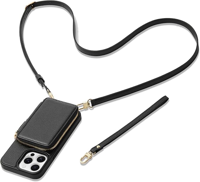 ZVE for iPhone 15 Pro Wallet Case, Crossbody Phone Purse - Image 8