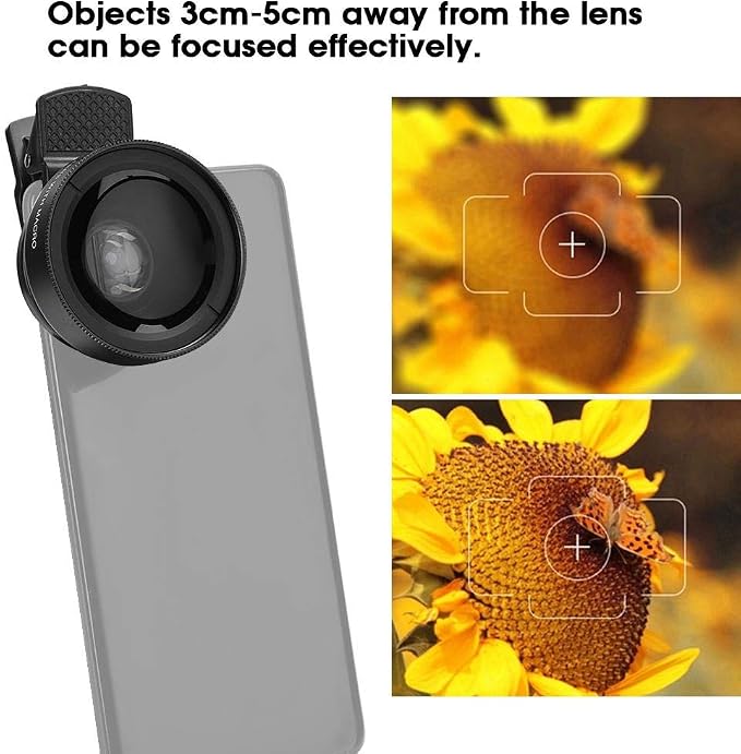 Cell Phone Lens Attachment, 2 in 1 Clip-on Mobile Phone 0.45X Wide Angle + - Image 2