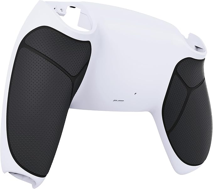 eXtremeRate Black Performance Rubberized Grip Custom White Back Plate Bottom - Image 4