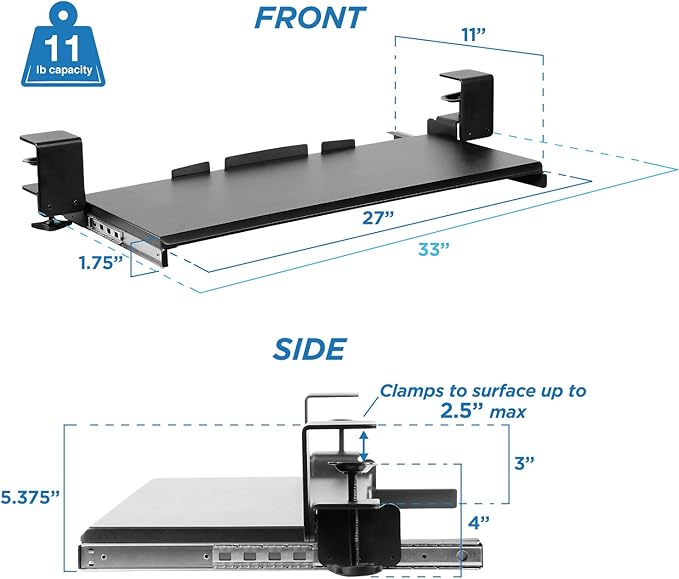 Mount-It! Clamp Keyboard Tray - Image 5