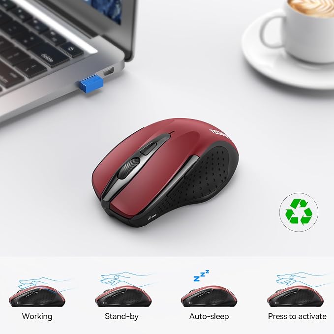 TECKNET Wireless Mouse Silent 4800 DPI Computer USB A & Bluetooth Mouse 6 - Image 8