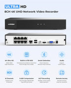 H.VIEW 4K/8.0 Megapixel PoE Outdoor Home Security Camera System Wired Outdoor - Image 6
