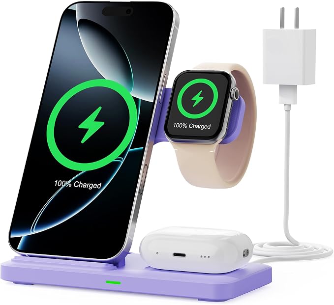 2025 3 in 1 Wireless Charger for iPhone 16 15 14 13 12 11 XR 8, Apple Charging by Unknown