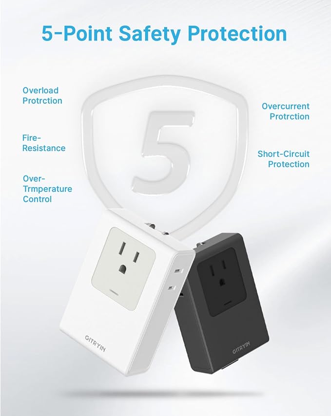 Flat USB C Wall Charger with 31.5in Retractable Type-C Cable, 5-in-1 Slim Wall - Image 7