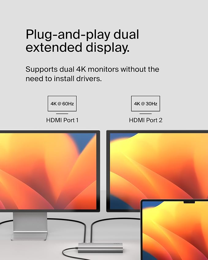 Belkin Connect Universal USB-C 8-in-1 Dual Display Core Hub w/Silicon Motion - Image 5