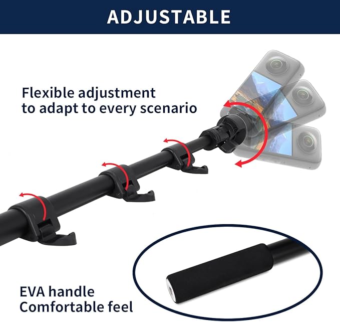 Motorcycle Bike Handlebar Double clamp Mount Invisible Selfie Stick Super - Image 7