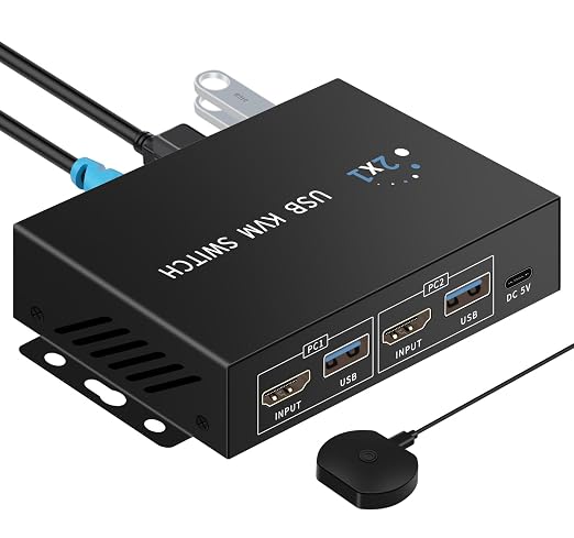 KVM Switch hdmi 1 Monitors 2 Computers 4K@60Hz, usb3.0 Devices Keyboard Mouse by newiedkvm