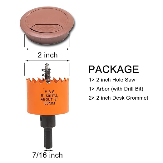 Desk Grommet 2 inch with Hole Saw, Desk Cord Hole Cover Grommet - Image 2