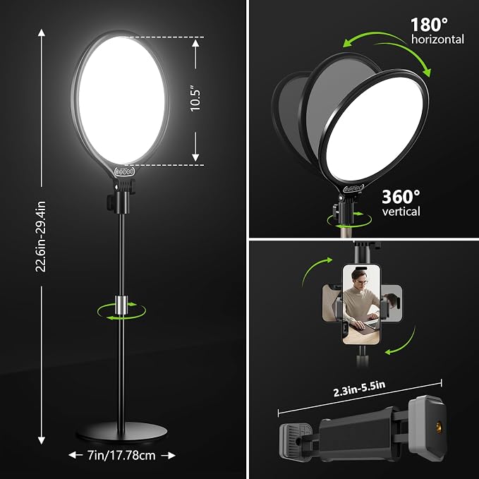 Aureday 10.5” Dimmable Desktop Ring Light - Image 7