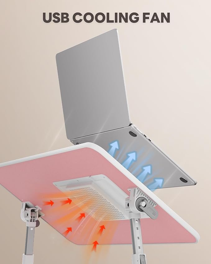 Laptop Desk for Bed with Cooling Fan, SAIJI Height & Angle Adjustable Laptop - Image 5