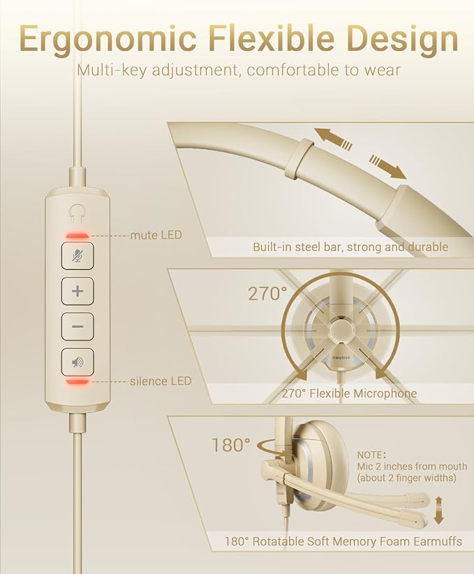 USB Headset with Microphone for PC Laptop - Image 4