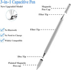 Stylus Pens for iPad, Luntak 3 in 1 Ballpoint Pen, Fiber Tip & Clear Disc - Image 2
