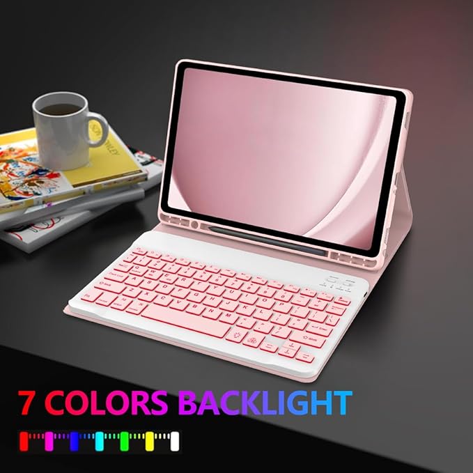 Galaxy Tab A9 Plus Case with Keyboard 5G 11 Inch 2023, 7 Color Backlit - Image 5
