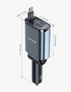 Lamicall Retractable Car Charger USB C Fast Charging 57W Type C Car Phone - Image 7