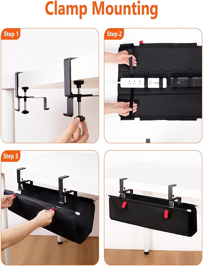 No Drill Under Desk Cable Management Tray - Image 4