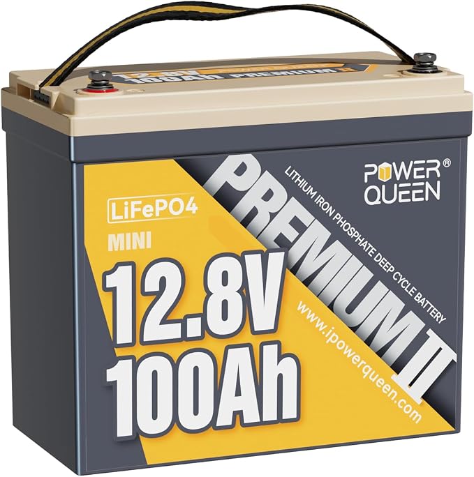 Power Queen 12V 100Ah MINI LiFePO4 Lithium Battery, Deep Cycle Battery by PowerQueen