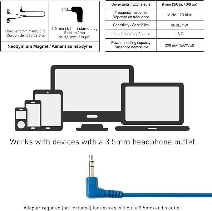 Panasonic ErgoFit Wired Earbuds, 3.5mm Jack in-Ear Headphones - Image 6