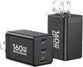 USB C Charger Block 160W, 3-Port GaN Super Fast Charger, Dual 65W Type C by Acxuodzen