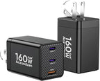 USB C Charger Block 160W, 3-Port GaN Super Fast Charger, Dual 65W Type C by Acxuodzen