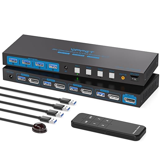 8K@60Hz DisplayPort KVM Switch 4 Computers 1 Monitor USB3.0 4K120Hz 4 Ports DP by AILVLVNG