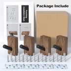 4 PCS Black Walnut Wood Wall Hooks, Adhesive Mounted & Wall Mounted Rustic - Image 6