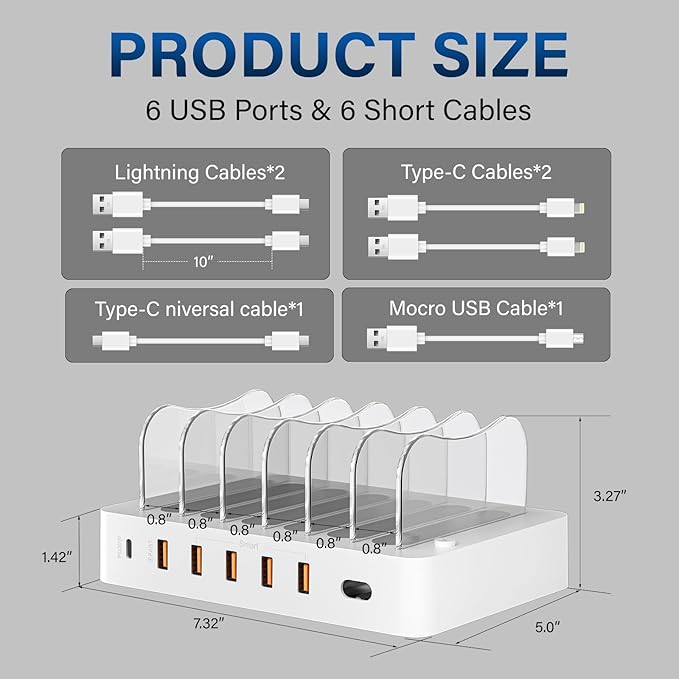 Charging Station for Multiple Devices: 68W 6 Port 20W Fast Phone Charger Dock - Image 3