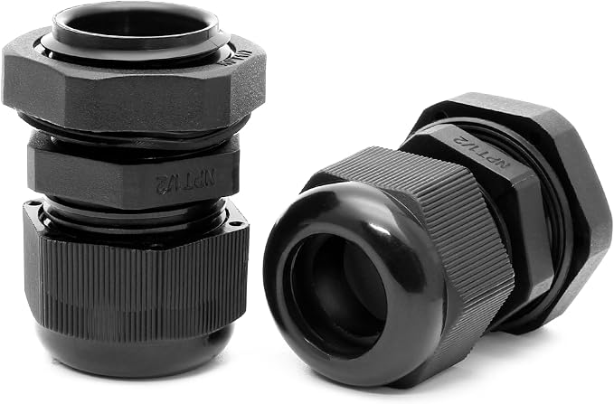 10 Pcs 1/2" NPT Nylon Cable Glands, IP68 Waterproof Adjustable Cord Grip Cable - Image 5