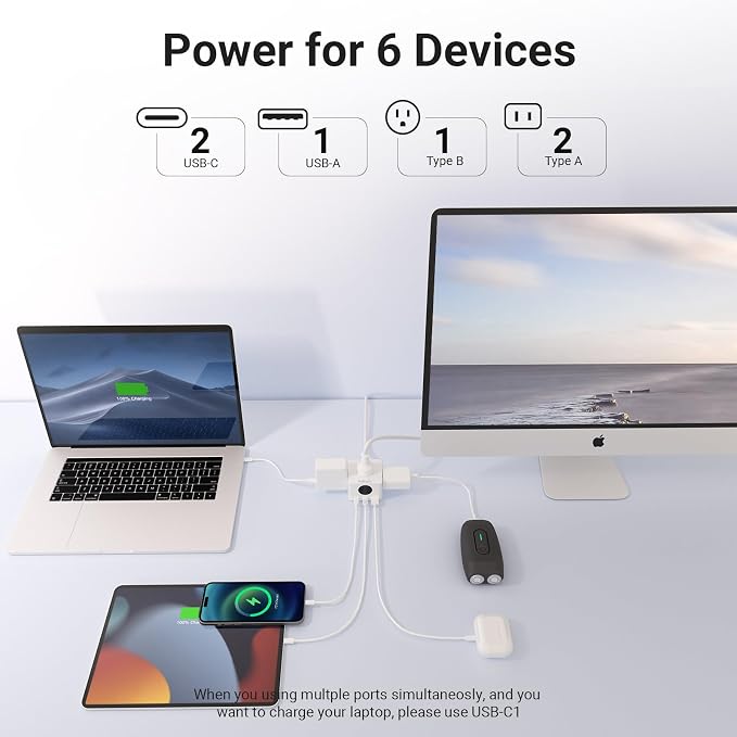 MINIX 67W USB C Charger with 3 Outlets, Gan 3-Port Compact Cube Fast Power - Image 3