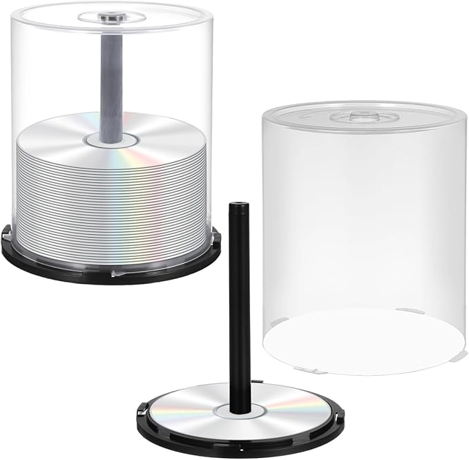 Homoyoyo 2PCS Empty CD/DVD Cake Box Spindle, Empty Plastic CD Cake Box Clear by Homoyoyo